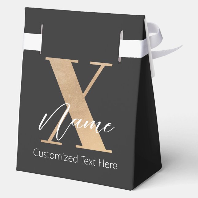 Modern Monogrammed Initial X & Name Personalized Favour Box (Back)