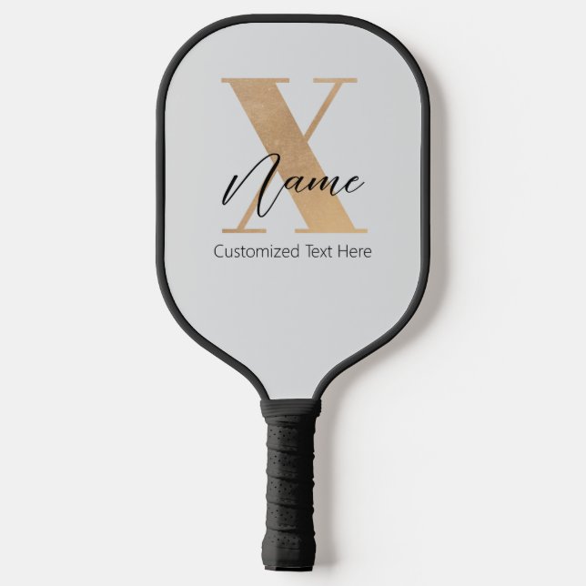 Modern Monogrammed Initial X & Name Personalized Pickleball Paddle (Back)