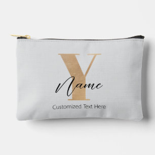 Modern Monogrammed Initial Y & Name Personalized Accessory Pouch