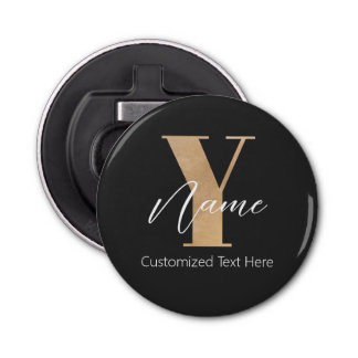 Modern Monogrammed Initial Y & Name Personalized Bottle Opener