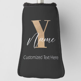 Modern Monogrammed Initial Y & Name Personalized Golf Head Cover