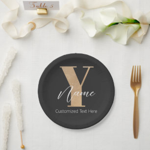 Modern Monogrammed Initial Y & Name Personalized Paper Plate