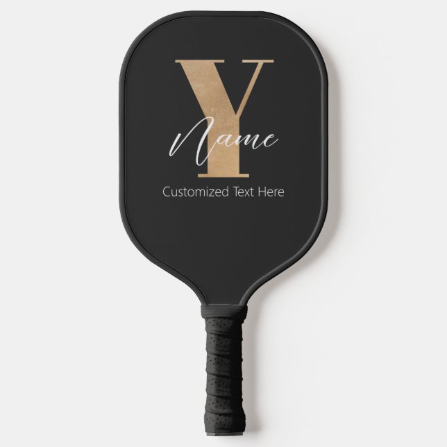Modern Monogrammed Initial Y & Name Personalized Pickleball Paddle (Front)