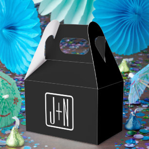 Modern Monogrammed Initials   Black & White Favour Box