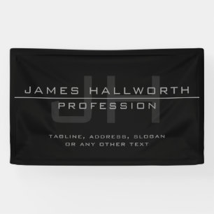 Modern Monogrammed Initials (or other text) Grey Banner