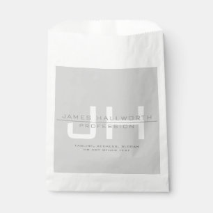 Modern Monogrammed Initials (or other text) Grey Favour Bags