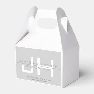 Modern Monogrammed Initials (or other text) Grey Favour Box