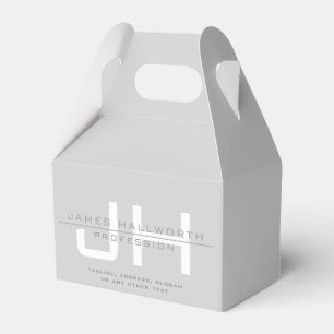 Modern Monogrammed Initials (or other text) Grey Favour Box