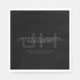 Modern Monogrammed Initials (or other text) Grey Napkin