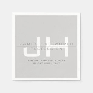 Modern Monogrammed Initials (or other text) Grey Napkin