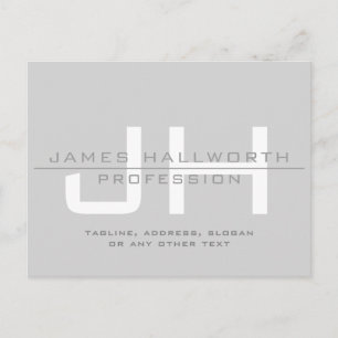 Modern Monogrammed Initials (or other text) Grey Postcard