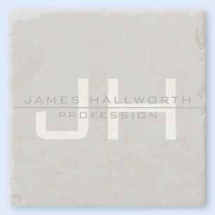 Modern Monogrammed Initials (or other text) Grey Stone Coaster