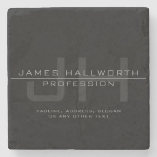 Modern Monogrammed Initials (or other text) Grey Stone Coaster