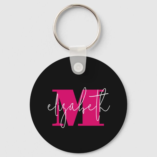 Modern Monogrammed Key Ring (Front)