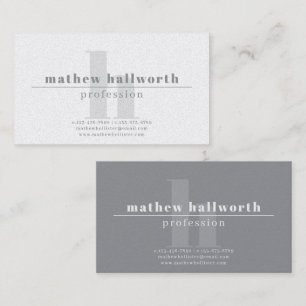 Modern Monogrammed, Light & Dark Grey, 2 Sided Business Card
