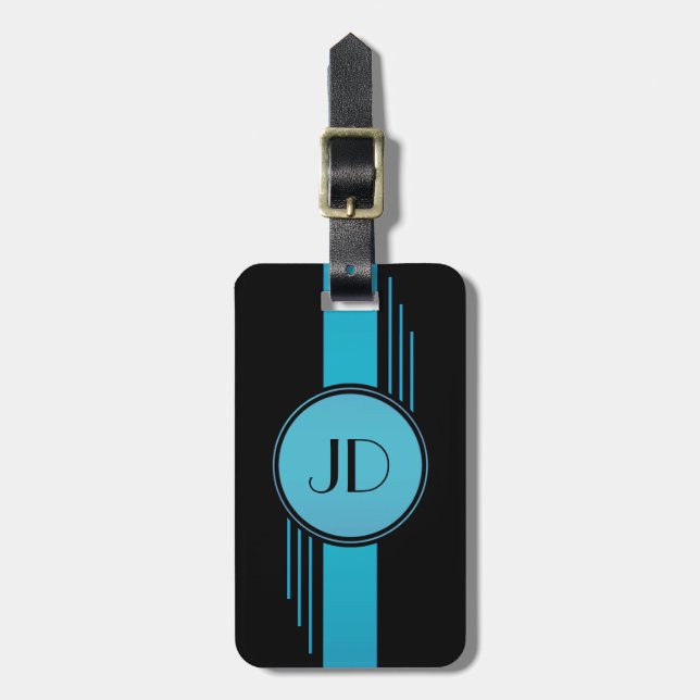 Modern Monogrammed Luggage Tag (Front Vertical)