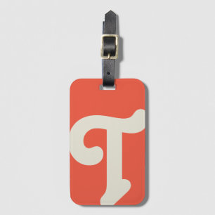 Modern Monogrammed Monogram Initial Bright Orange Luggage Tag