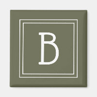 Modern Monogrammed Moss Green & White Initial