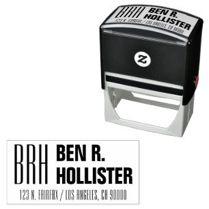 Modern Monogrammed Name and Address Self-inking Stamp