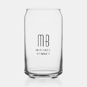 Modern Monogrammed Name Can Glass