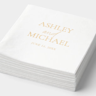 Modern Monogrammed Name Minimal Script Simple Gold Foil Napkins