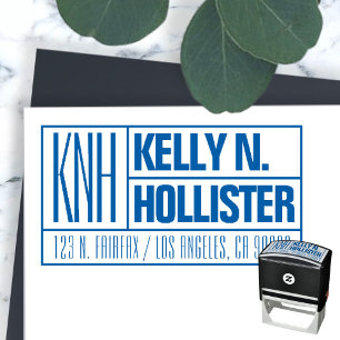 Modern Monogrammed Name or Business Return Address Self-inking Stamp