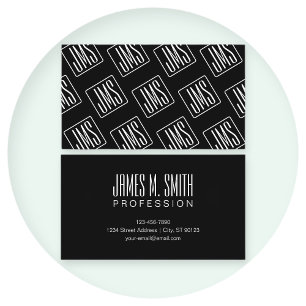 Modern Monogrammed Pattern   Black & White Business Card