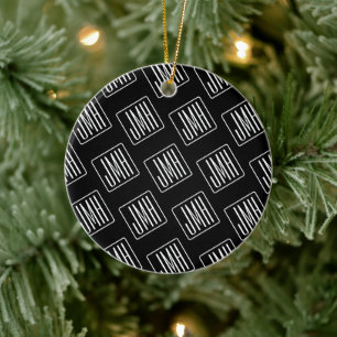 Modern Monogrammed Pattern   Black & White Ceramic Tree Decoration
