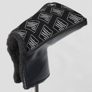 Modern Monogrammed Pattern Black & White Golf Head Cover