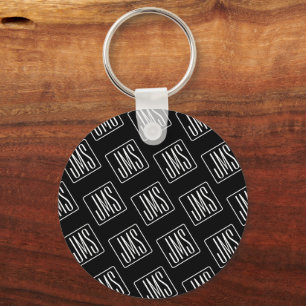 Modern Monogrammed Pattern   Black & White Key Ring