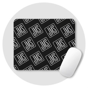 Modern Monogrammed Pattern   Black & White Mouse Mat
