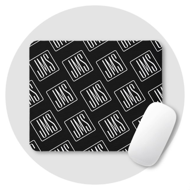 Modern Monogrammed Pattern | Black & White Mouse Mat (Creator Uploaded)