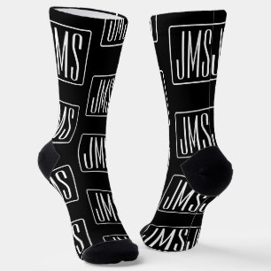 Modern Monogrammed Pattern   Black & White Socks