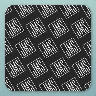 Modern Monogrammed Pattern   Black & White Square Sticker