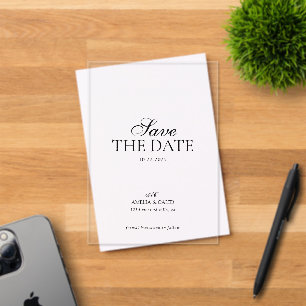 Modern Monogrammed Photo Wedding Save the Date Acrylic Invitations