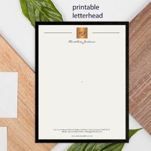 Modern monogrammed printable letterhead black gold poster
