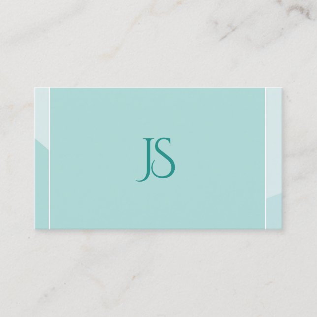 Modern Monogrammed Professional Simple Green Chic Business Card (Front)