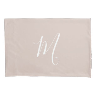 Modern Monogrammed Solid Blush Pink Pillowcase