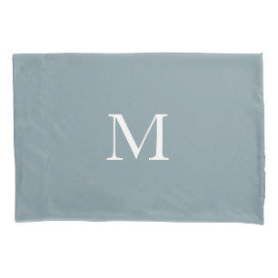 Modern Monogrammed Solid Dusty Green Pillowcase