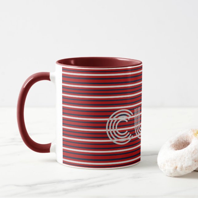 Modern Monogrammed Striped  Mug (With Donut)