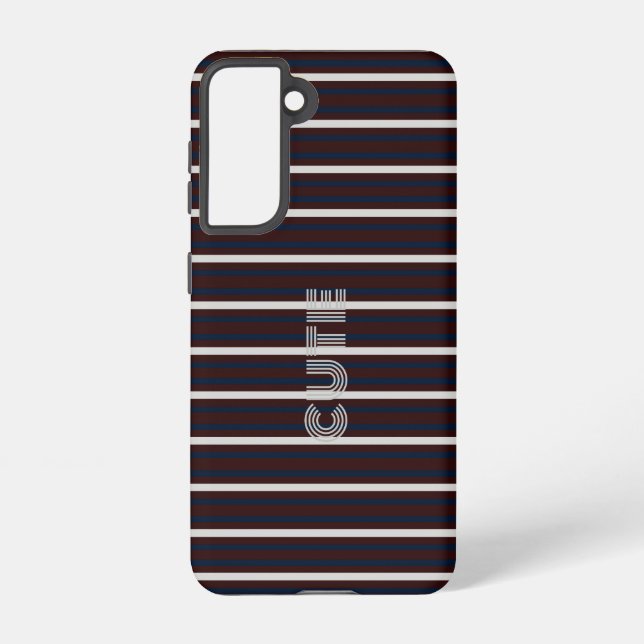 Modern Monogrammed Striped  Samsung Galaxy S21 Case (Back)