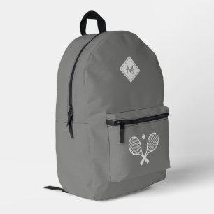 Modern Monogrammed Tennis Player Minimalist  Print Printed Backpack