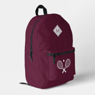 Modern Monogrammed Tennis Player Minimalist Printed Backpack