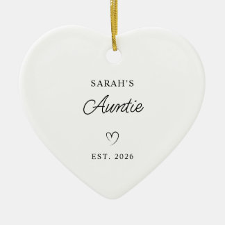 Modern Monoline New Baby's Aunt Photo Ceramic Tree Decoration