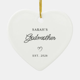 Modern Monoline New Baby's Godmother Photo Ceramic Tree Decoration