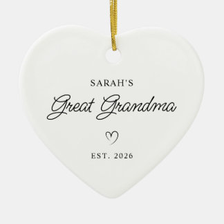 Modern Monoline New Baby's Great Grandma Photo Ceramic Tree Decoration