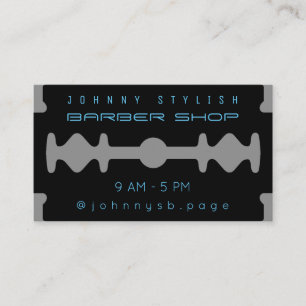 Modern monotone razor blade inspired look black business card