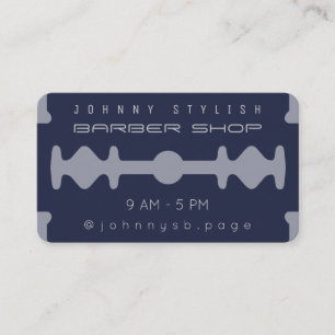 Modern monotone razor blade inspired look navy business card