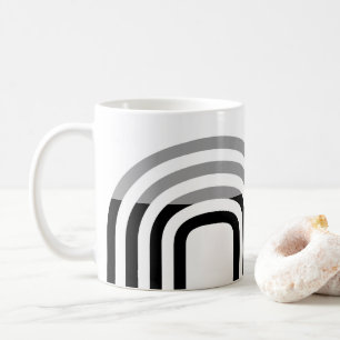 Modern Monotone White Black Initial Pattern Coffee Mug