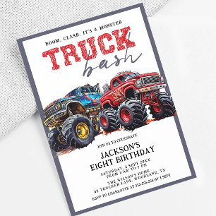 Modern Monster Truck Birthday Party Invitation